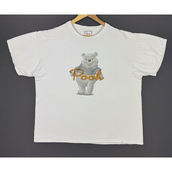 Vintage 90's Disney Store Winnie The Pooh Cartoon TV Show Art Promo White Tee - Picture 1 of 16